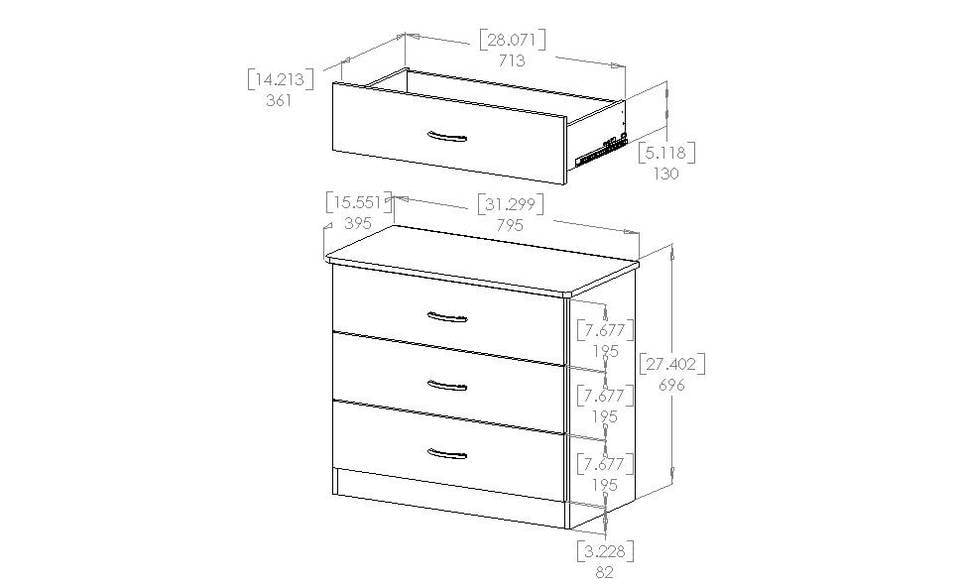 South Shore Smart Basics 3 Drawer Dresser Black Walmart Com