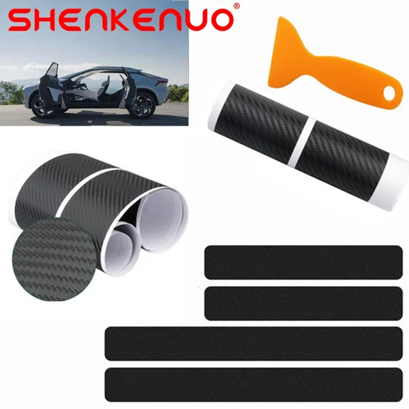 4X Carbon Fiber Car Door Plate Sill Scuff Cover Anti-Scratch Sticker Accessories