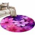 thumbnail image 2 of Round Area Rug 3 Ft, Watercolor Flowers Washable Non-Slip Circle Carpet for Living Room/Bedroom, Spring Floral Country Pink Purple Low-Profile Small Floor Mats Collection Rugs for Indoor, 2 of 7