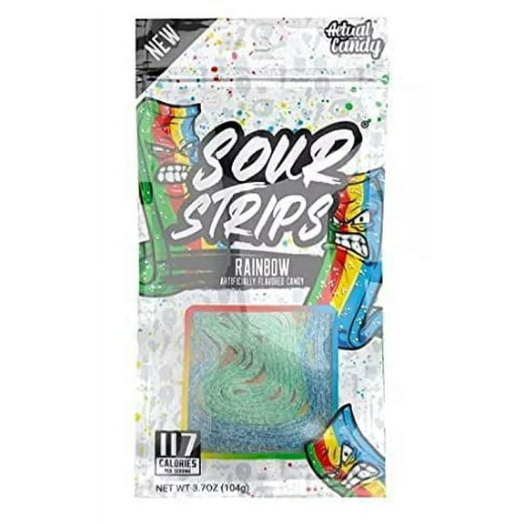 PACK OF 1, Rainbow Flavored Sour Strips