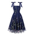 thumbnail image 1 of Liquidation d'Été Cagogo Robe Midi en Tulle pour Femmes, Invité de Mariage, Robe de Soirée, Col Carré, Bretelles, Ligne A, Robe de Bal Vintage Brodée Florale, Robe de Cocktail Formelle, 1 of 6