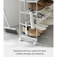 thumbnail image 4 of Yamazaki Home Rolling Five-Tier Shoe Rack, White, Steel + Wood, Wheels, 4 of 7