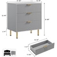 thumbnail image 2 of Gris 3 - cajón fluted moderno cómoda para dormitorio, nightstand, o side mesa in sala de estar, hallway, o para niños room - deep cajones y de anchura top para organizing, 2 of 7