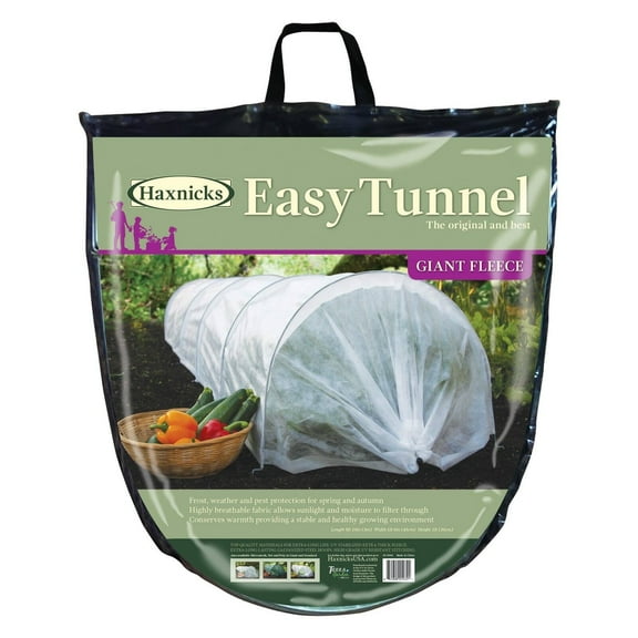 Haxnicks Giant Easy Fleece Tunnel with Steel Hoops - UV-Stabilized Easy Setup Frost & Pest Protection for Plants - 118"L x 24"W x 18"H