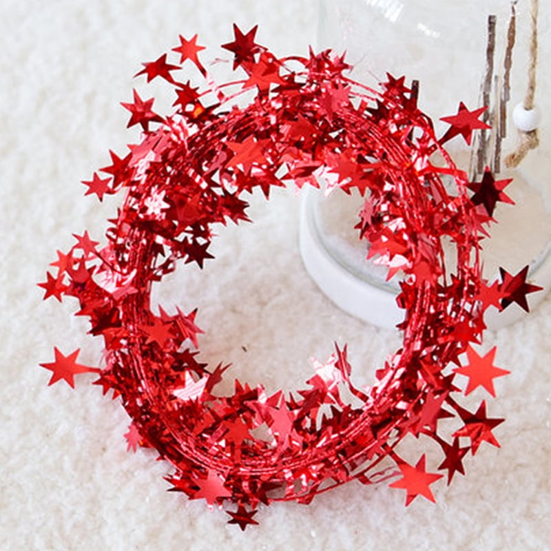Sparkly Star Tinsel Garlands with Wire for DIY Christmas Tree Decor