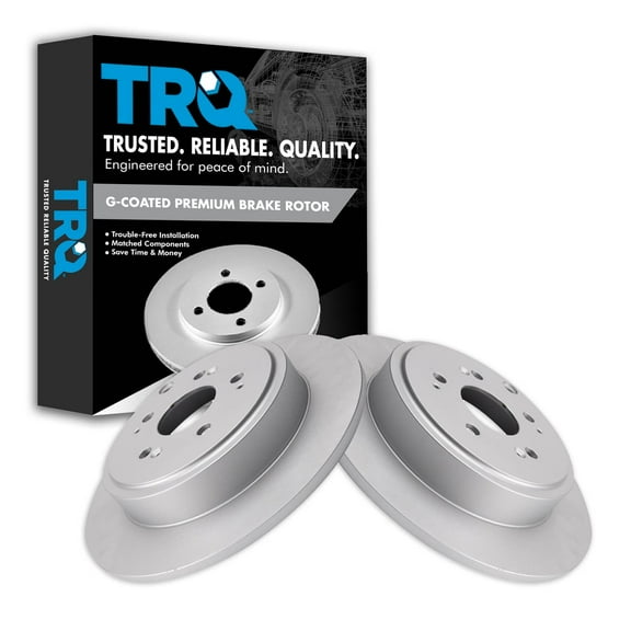 TRQ Rear Brake Rotors Set Solid Premium G-Coated Fits Select 2006-2014 Honda Ridgeline