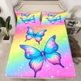 thumbnail image 2 of Feelyou Teens Cartoon Butterfly Twin Sheet Sets, Cute Animal Lover Twin Fitted Sheet, Dreamy Stars Starry Sky Flat Sheet, Breathable Home Decor, 3-Piece, 2 of 7