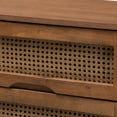 thumbnail image 5 of Baxton Studio Rina Mid-Century Modern Ash Walnut Finished Wood 4-Piece Queen Size Bedroom Set with Synthetic Rattan, 5 of 7