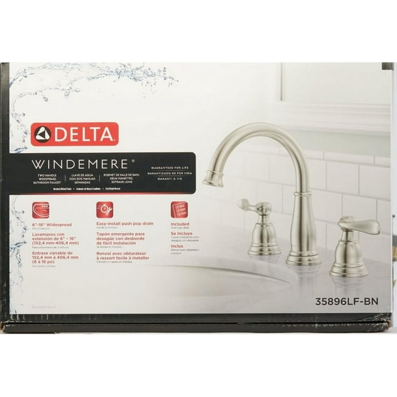 Delta Windemere Brushed Nickel Widespread Bathroom Sink Faucet 8 in.