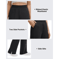 thumbnail image 6 of G4Free Smoofit Modal Soft Sweatpants Women Ribbed Waist Wide Leg Casual Pants Side Slit with Pockets, 6 of 8