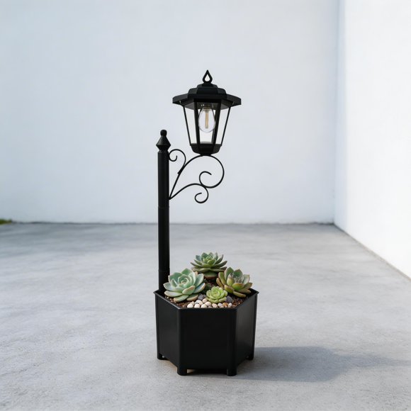 Farol solar DJGIFI de 75 cm, resistente al agua, luz cálida, con macetero