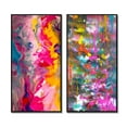 thumbnail image 2 of Designart "Expressionnisme Abstrait Rétro d'Été" Peinture Abstraite Encadrée Ensemble d'Art Mural de 2 - Ensemble d'Art Mural Encadré Moderne Rose de 2, 2 of 6