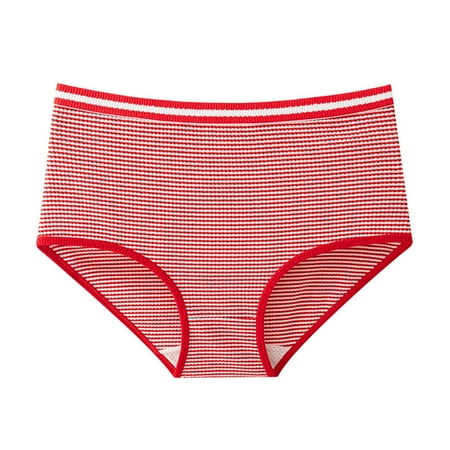 Scyoekwg Womens Underwear Cotton Knickers Stretchy Comfort High Waisted Underwear Ladies Underpants Hipster Panties Solid Color Underpants(Red XL)
