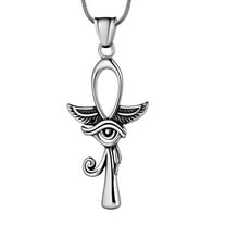Jewmon Eye of Horus Ankh Cross Pendant Necklace for Men Ancient Egyptian Choker Chain Protection Jewelry