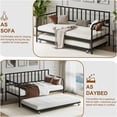 thumbnail image 5 of JERFIT Twin Metal Daybed with Trundle, Sofa Bed Frame with Storage, Heavy Duty Steel Slat Support, Space Saving for Bedroom, Guest Room, Living Room, 5 of 10