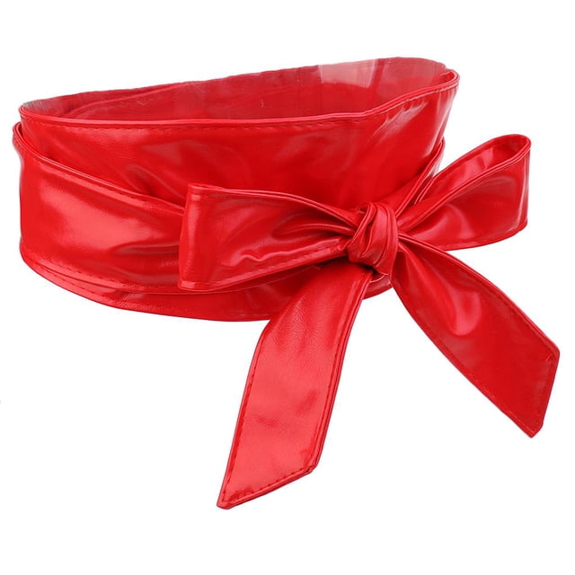 Cinturón de cintura ancha Zulema con lazo de piel sintética suave Boho rojo