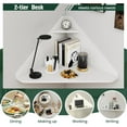 thumbnail image 5 of Corner Wall Desk, Small Corner Desk with Storage Shelves, Triangle Writing Table for Small Spaces, Wall Mounted Floating Table for Study, Living Room, Bedroom (White), 5 of 18