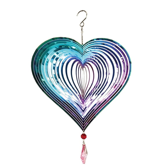 SSNTSY Heart Wind Spinner Metal Wind Chimes Heart-Shaped Wind Catcher Hanging Yard Spinners with Hook for Outdoor & Indoor Decorations 9.8 X 16.5 inch