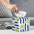 thumbnail image 6 of Sikiie Daisy Striped Nautical Leather Tissue Box Cover Square, tissue box holder, Tissue Box with Bottom Belt-5.2”x5.2”x5.2”, 6 of 7