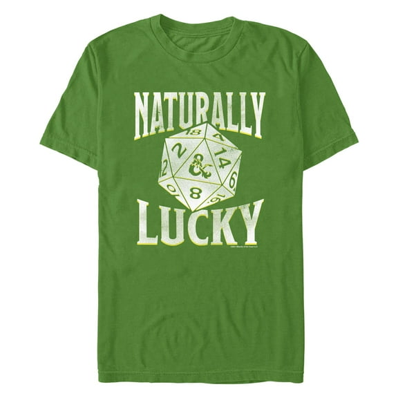 Men's Dungeons & Dragons St. Patrick's Day Naturally Lucky Dice Graphic Tee Kelly Green 2X Large