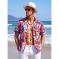thumbnail image 4 of Men's Hawaiian Beach Short Sleeve Summer Button Up Shirt Tropical Casual Button Down Shirt, 4 of 10