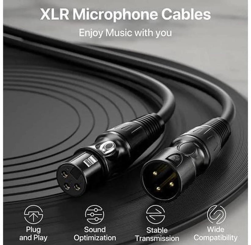 Premium Color-Coded XLR Cables 6-Pack,EBXYA 1-Meter Male to Female Microphone Cables with Figure-8 Winding (Black, Blue, Green, Yellow, Orange, Red) for Studio,Live Sound & DJ Setups