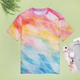 thumbnail image 4 of Color Texture Women's Short Sleeve T-Shirt Crew Neck Casual Summer Trendy Loose Fit Tops, 4 of 7