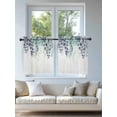 thumbnail image 4 of Teal Purple Botanical Tier Curtains 24 Inch Length,Sheer Curtains for Bedroom Living Room Window Eucalyptus Leaves Watercolor Spring Small Half Window Kitchen Curtains & Drapes 27.5"x24" 2 Panels, 4 of 6