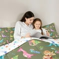 thumbnail image 3 of Manfei Multicolor Cartoon Dinosaur Bedding Comforter Set 7 Pieces,Wild Aniaml Full Bedding Set,Tropical Plant Monstera Fitted Sheet Flat Sheet For Boys Kids,Ultra Soft Home Decor Reversible, 3 of 7