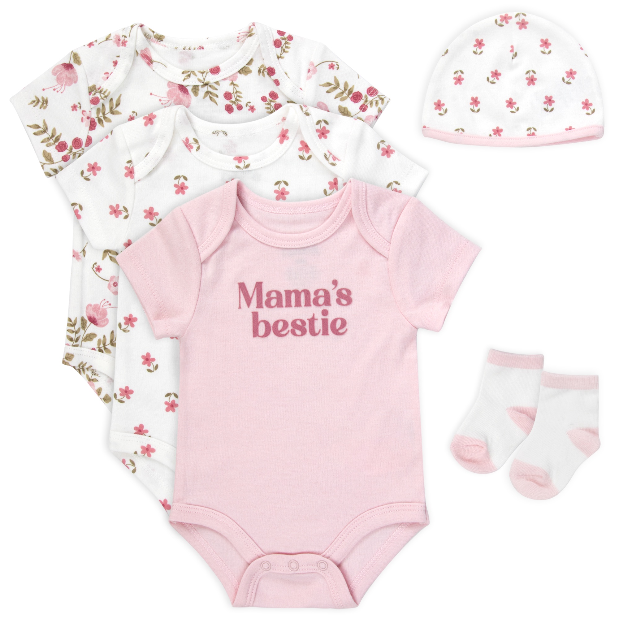Baby Essentials 5-Piece Newborn Girl Floral Outfit Set photo 1