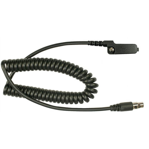 Pryme MC-EM-11 Coiled Earmuff Cable w/XLR 5-pin on one end (and Similar Ear Muff headsets) and Kenwood Compatible Multipin Radio Connector on Other end.