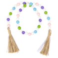 thumbnail image 5 of Makaron Guirnalda de cuentas de madera de Pascua, cuerda de cáñamo, adorno colgante con borlas, decoración del hogar, 5 of 5