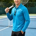 thumbnail image 6 of GEWSEY Mens Polo Shirt Long Sleeve Athletic Breathable Collar Golf Shirt Performance, Moisture Wicking, Business Casual, Collared Shirt, Soft (Blue, M), 6 of 8