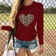 thumbnail image 1 of Pntutb Mujeres Día de San Valentín Casual Manga larga O Cuello Estampado de leopardo Top en forma de corazón Pntutb Pntutb-6556, 1 of 4