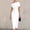 White, variant on Morttic Women's Elegant Summer Solid Color Slant Shoulder Midi Dress – Small Hem Slit and Side Knot Ruched Waist Black,M
