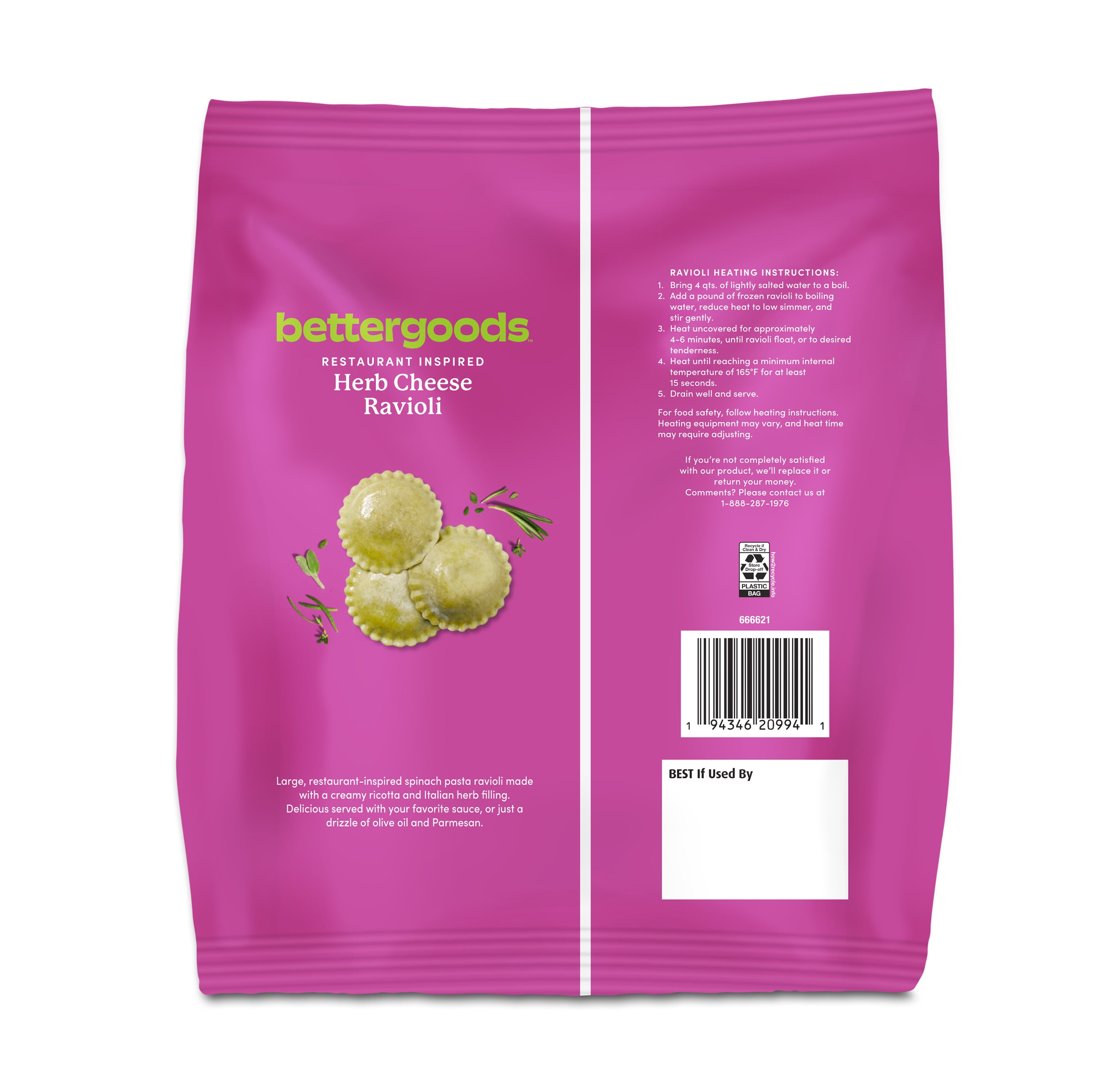 bettergoods Herb Cheese Ravioli, 18 oz (Frozen)