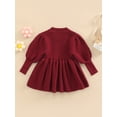 thumbnail image 4 of Gupgi Robe Tricotée pour Bébé Filles 0-3 Ans Couleur Unie Manches Longues Robe Pull d'Hiver, 4 of 9
