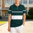 thumbnail image 2 of akafmk Boys School Uniform Shirts Short Sleeve Athletic Shirt Collared Striped Activewear Casual Summer Tops, 5-15Y, 2 of 7