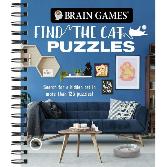 PIL EDITED: Brain Games - Find the Cat Puzzles: Search for a Hidden Cat in More Than 125 Puzzles! (Spiral-Bound)