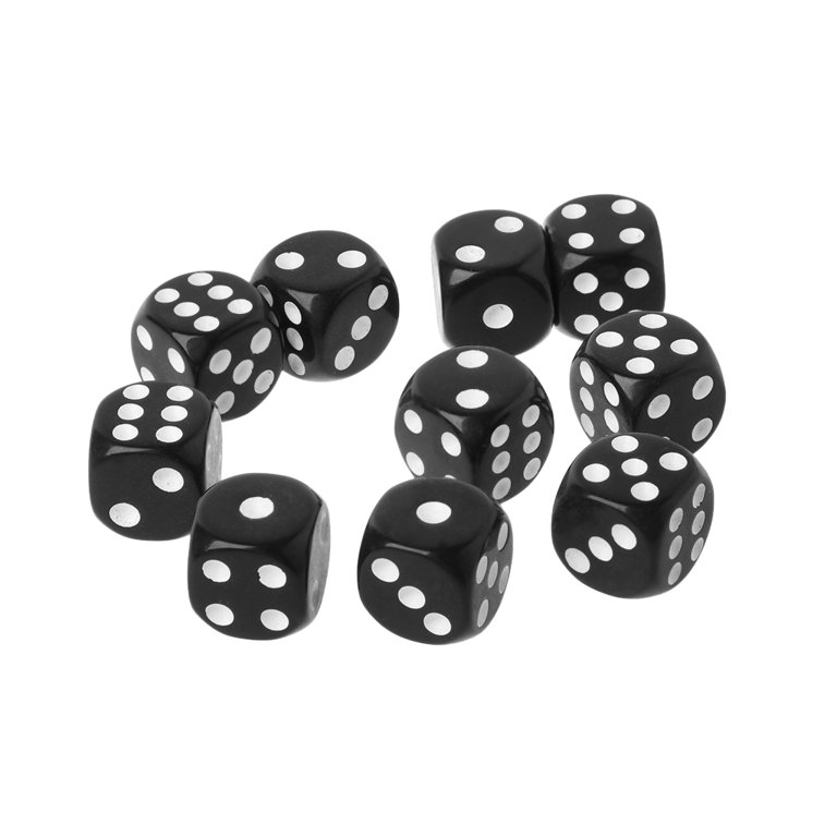 10pcs 16mm Acrylic Dice Black/White 6 Sided Casino Poker Game Bar Party Dice