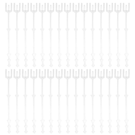 KALLORY 100pcs Clear Plastic Floral Pick Card Holders - Straight Fork Place Card Holders for Wedding, Valentine’s Day, Bouquet Decoration