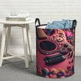 thumbnail image 6 of Fuzoiu Romantic Heart Guitar Print Circular Hamper,Laundry Basket with Handle,Collapsible Laundry,Dirty Clothes Storage Basket,for Bedroom Bathroom Dorm Living Room-, 6 of 6