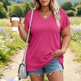 thumbnail image 5 of Nugftut Womens Puls Size Tops Short Sleeve V Neck T-Shirts Solid Color Casual Shirts, 5 of 5