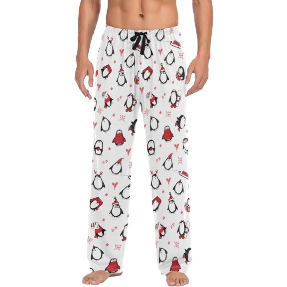 GZHJMY Penguin Pajama Pants for Men, Lounge Pants Lightweight Men Pajama Bottoms with Drawstring Pockets, Christmas New Year Birthday Gifts, Medium