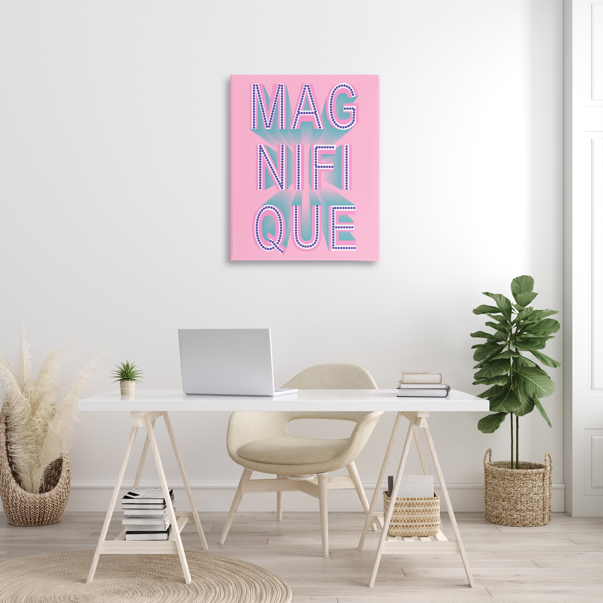 Stupell Industries French Abstract Magnifique Inspirational Painting Gallery Wrapped Canvas Art Print Wall Art, 30 x 40