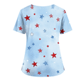 thumbnail image 4 of Women 250 Anniversary Usa Scrub Shirt Usa Flag Print Independence Day Patriotic Star Short Sleeve Tshirt V Neck Regular Fit Quick Dry Nursing Uniforms with Pockets, #01 Light Blue, 4XL, 4 of 4
