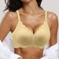 thumbnail image 2 of Sopiago Womens Comfortable Wireless Bras Push Up Seamless Bralettes Soft V Neck Brassiere Scalloped Full Coverage Everyday Bra Yellow,XL, 2 of 4