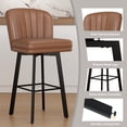 thumbnail image 6 of MultiHaven 30" Shell Back Bar Stools Set of 3,Swivel Counter Height PU Leather Chairs with Metal Legs for Kitchen Island,Bar,Cafe - Dark Brown, 6 of 9