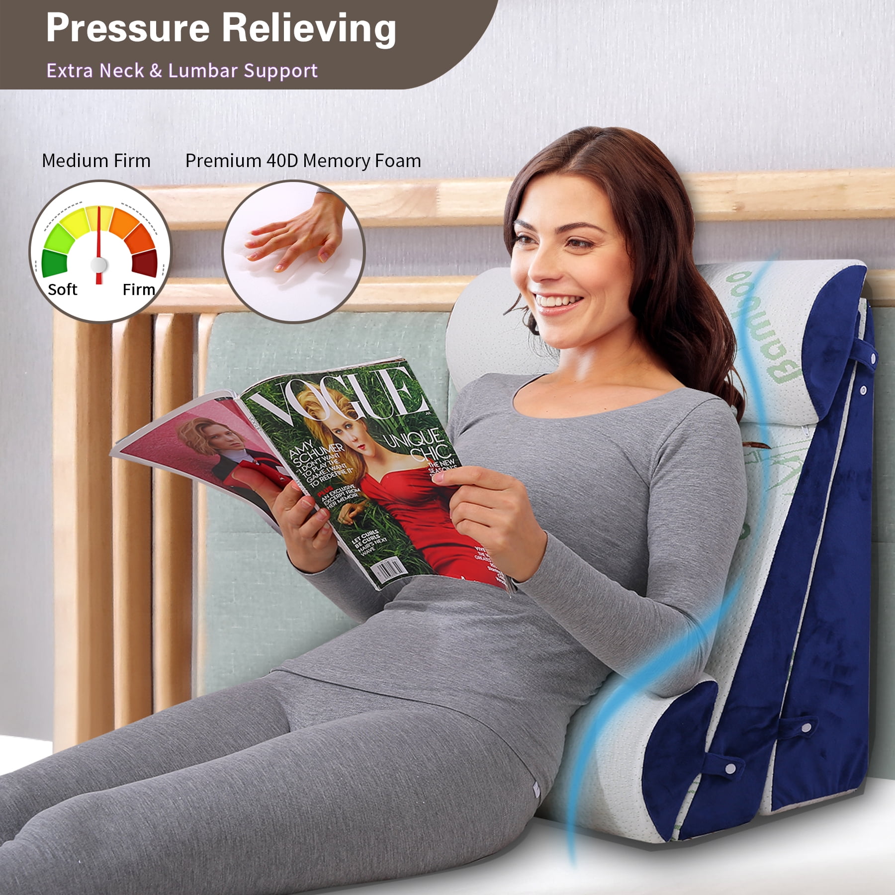 WDBBYL Memory Foam Wedge Pillows - Removable Cover, Post Surgery Recovery, Pain Relief 4 Count