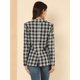 thumbnail image 5 of Chaqueta Formal Allegra K para Mujer Día de San Patricio Solapa Con Muesca Doble Botonadura Trabajo A Cuadros Negro S, 5 of 6